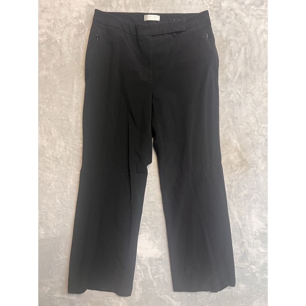 Worthington Dress Pants Women 14 Black Excellent Stretch Straight Leg Pocket